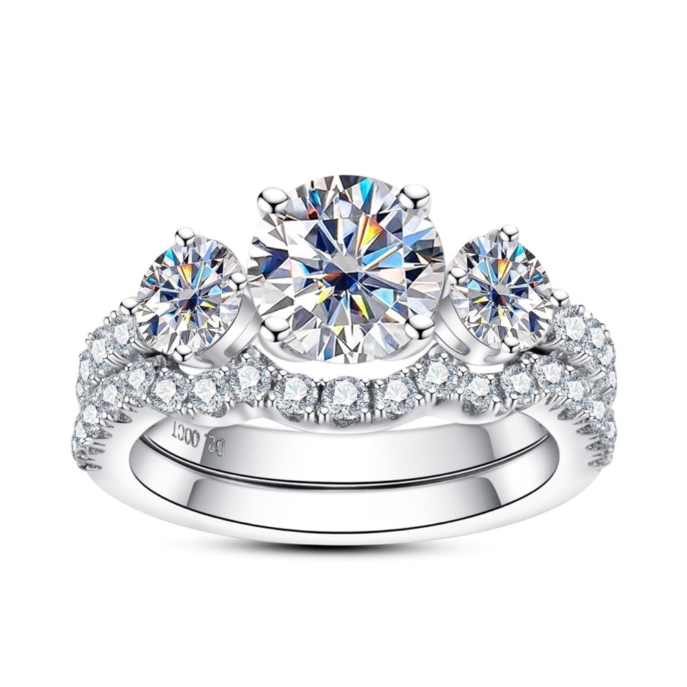 Past Future and Present wedding ring bridal set - Picture 1 of 8